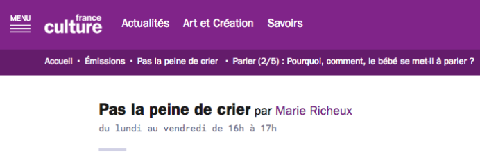 Orouni - France Culture - <a href="http://www.franceculture.fr/emission-pas-la-peine-de-crier-parler-25-pourquoi-comment-le-bebe-se-met-il-a-parler-2014-01-21">Pas la peine de crier</a> - <a href="http://www.franceculture.fr/emission-polaroid-polaroid-2014-01-21">Polaroid</a>
