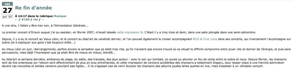 July 26th 2007 - L'Alimentation Générale, Paris - <a href="http://littlesa.free.fr/dotclear/index.php?2007/07/27/160-re-fin-d-annee">Littlesa</a>
