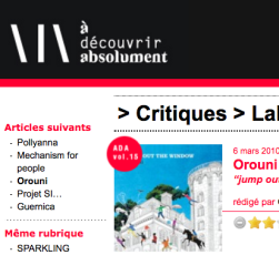 Orouni - Jump Out The Window - <a href="http://www.adecouvrirabsolument.com/chroniques/labelises/orouni-2840.html">A Decouvrir Absolument</a>