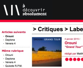 Orouni - Grand Tour - <a href="http://www.adecouvrirabsolument.com/spip.php?article5871">À découvrir absolument</a>