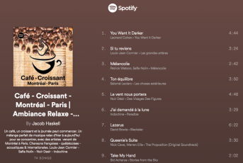 Orouni - <a href="https://open.spotify.com/playlist/0M0yXriNixpYeStwQT1Hen">Café - Croissant - Montréal - Paris</a>