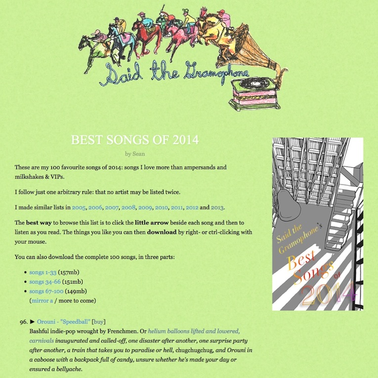Orouni - Said the gramophone - Best songs of 2014